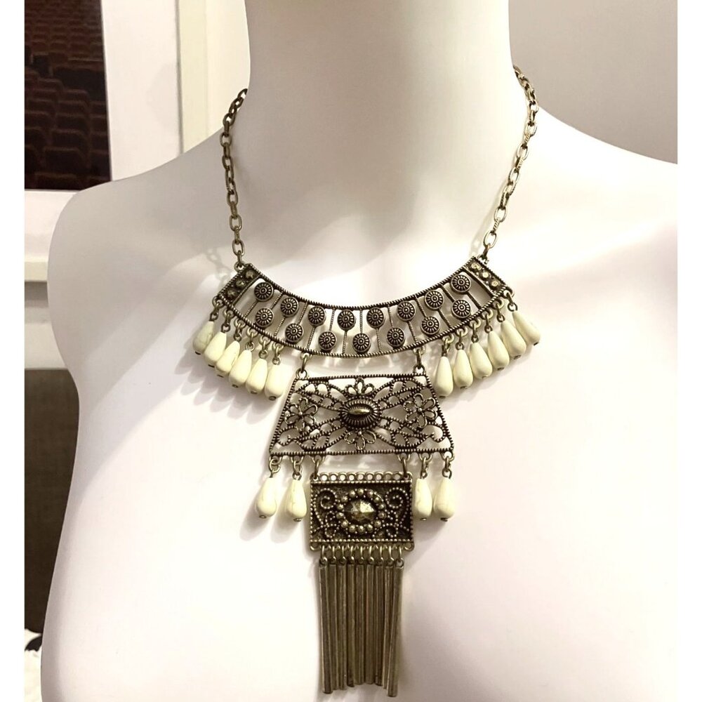 Boho Statement Necklace by mark., filigree w/ Ivory Teardrop Beads